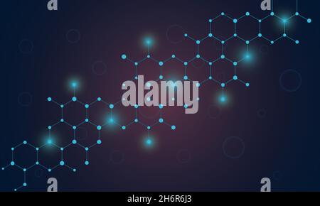 Digital abstract molecule geometric technology background with hexagon. Medical, medicine, science and technology vector illustration. Stock Vector