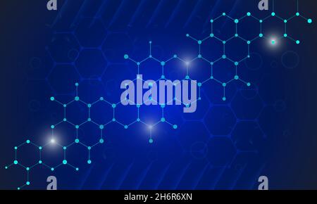 Digital abstract molecule geometric technology background with hexagon. Medical, medicine, science and technology vector illustration. Stock Vector
