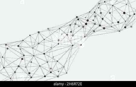 Geometric internet connection. Abstract low poly wire-frame surface science and technology vector background. Stock Vector