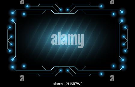 Abstract blue screen Hi-tech hologram frame technology background. Futuristic HUD technology frame background. Stock Vector