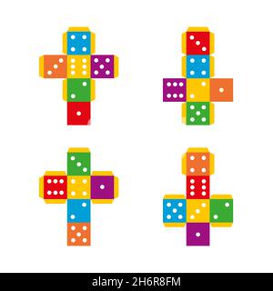 Dices simple flat colored vector isolated on white background Stock Vector