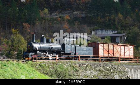 Partisan Train in Museum Battle for the Wounded on Neretva River (Jablanica, Bosnia and Herzegovina) Stock Photo