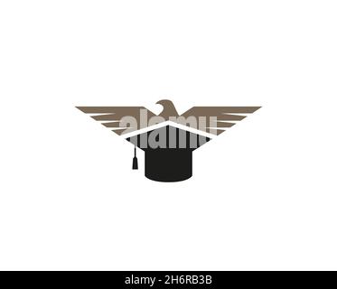Creative Abstract Eagle Bird Graduation Hat Logo Design Vector Symbol Illustration Stock Vector
