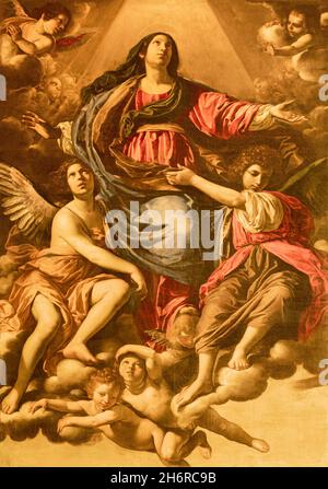FORLÍ, ITALY - NOVEMBER 10, 2021: The painting of Assumption in the church Basilica di San Mercuriale by  Rutilio Manetti (1632). Stock Photo