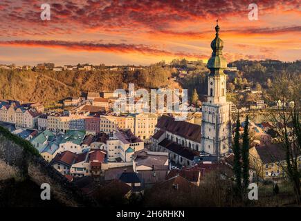 Burghausen town on the Salzach river, Germany Stock Photo