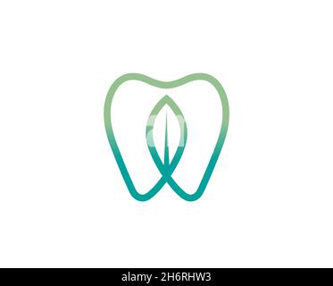 Creative Leaf Teeth Logo Design Vector Symbol Illustration Stock Vector