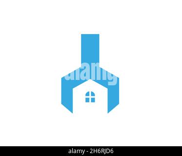 Creative Wrench House Logo Design Vector Symbol Illustration Stock Vector