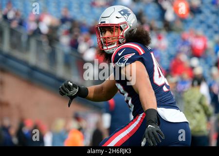 Sunday, September 26, 2021: New England Patriots linebacker Jahlani Tavai  (48) before the NFL football game between the New Orleans Saints and the New  England Patriots at Gillette Stadium, in Foxborough, Massachusetts.