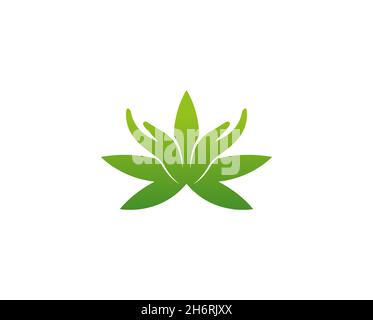 Creative Logo Cannabis hands Design Vector Symbol Illustration Stock Vector
