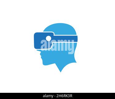 Creative Brain Virtual Human Head  Logo Vector Design Stock Vector
