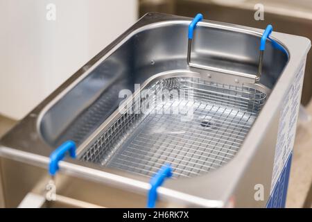 Ultrasonic bath for cleansing objects and jewelry. Stock Photo