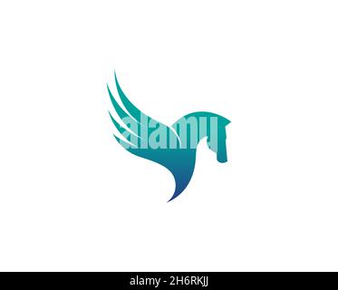 Creative Abstract Horse Wing Logo Design Vector Symbol Illustration Stock Vector