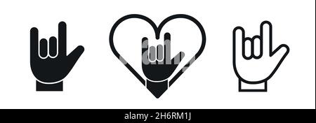 Hand with love you gesture icon set Stock Vector
