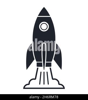 Launching space rocket or space ship start up symbol vector illustration icon Stock Vector