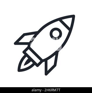 Rocket ship or space ship flying or launching vector illustration icon Stock Vector