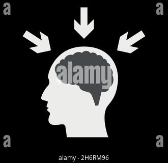 Head silhouette with brain symbol for mind intelligence and learning vector illustration icon Stock Vector