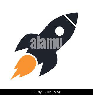 Flying rocket space ship icon Stock Vector