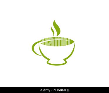Creative Abstract Tea Cup Leaf Logo Design Vector Symbol Illustration Stock Vector
