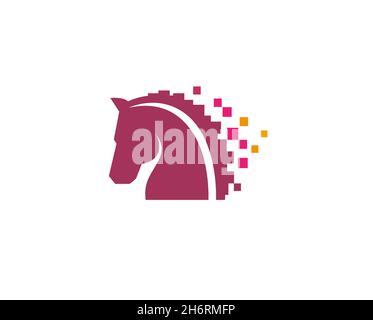 Creative Abstract Horse Head Pixel Logo Design Vector Symbol Illustration Stock Vector