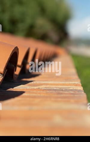 Bricklaying isolated. Brick wall, Building. Green wall. Architecture. Stock Photo