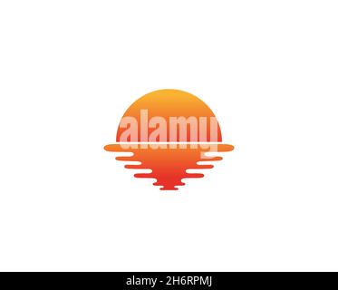 Sunset Sun Logo Design Vector Symbol Illustration Stock Vector