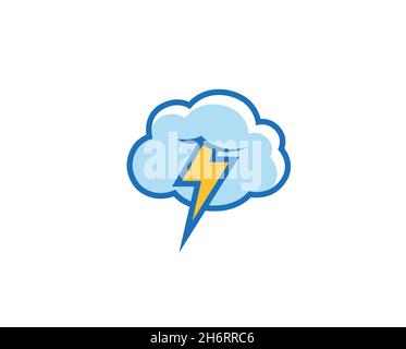 Creative Abstract Cloud Thunder Logo Design Vector Symbol Illustration Stock Vector