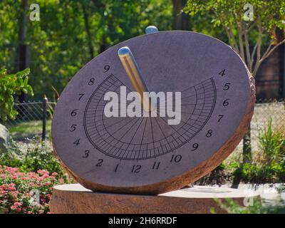 OMAH, UNITED STATES - Oct 15, 2021: A sand sun dial sculpture- Omaha's Henry Doorly Zoo and Aquarium in Omaha, Nebraska Stock Photo