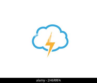 Creative Abstract Cloud Thunder Logo Design Vector Symbol Illustration Stock Vector