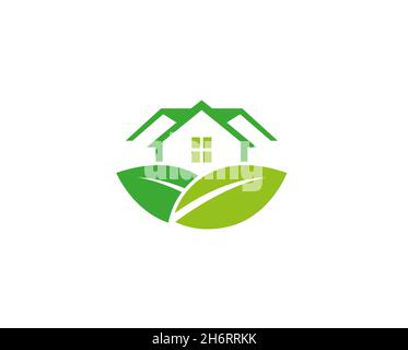 Creative Abstract Building leaves icon logo vector Symbol Stock Vector