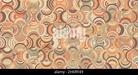 Geometric pattern with circle overlapping and marble texture grunge background retro style Stock Vector