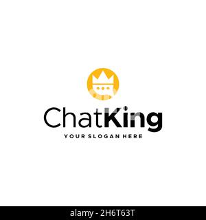 flat ChatKing crown message silhouette Logo design Stock Vector