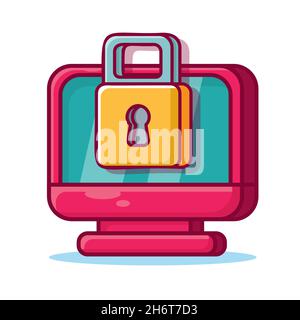 computer lock isolated cartoon vector illustration Stock Vector