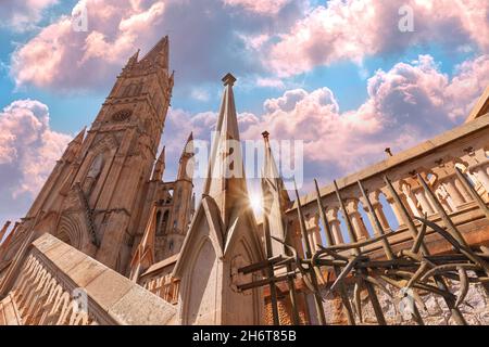 Scenic Zacatecas catholic churches in historic city center, Parish of our Lady Fatima, Parroquia de Nuestra Senora de Fatima. Stock Photo