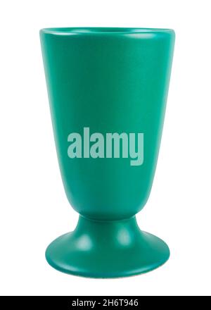 Empty green flower vase ceramic isolated on white background, Save clipping path. Stock Photo