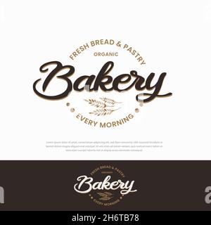 Retro Bakery Bake Logo Design and Vintage Vector Label. Simple Homemade Badge Template Logo Design Stock Vector