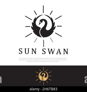 sun swan logo vector illustration Stock Vector