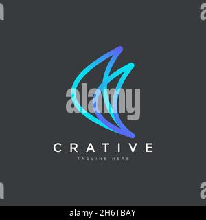 Abstract logo shaped colorful line letter D Stock Vector