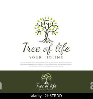Roots of life tree logo. Vector illustration balance design template Stock Vector