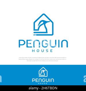 Simple logo penguin house vector illustration Stock Vector