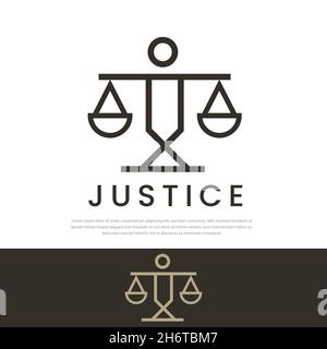 Lawyers universal law justice vector logo justice scale sword symbol Stock Vector
