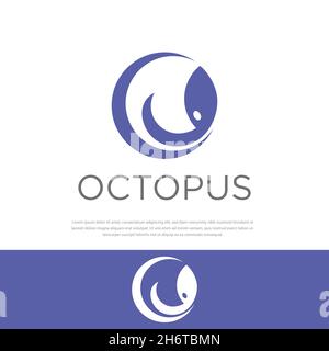 Simple octopus design, logo design Template, label, emblem vector illustration Stock Vector