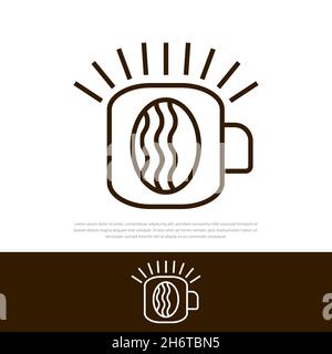 vintage coffee shop logo with line art. Stock Vector