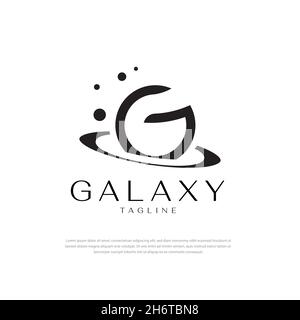 abstract dark galaxy star planet logo in open space Stock Vector