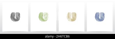 Finger Print Letter Logo Design U Stock Vector