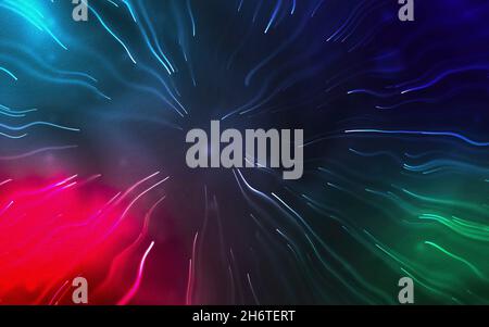 Dark colorful abstract of wavy meteor comet background Stock Photo