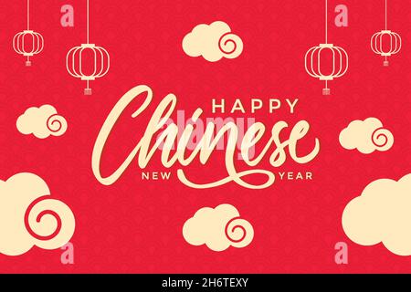 hand lettering happy Chinese new year. happy Chinese new year calligraphy vector Stock Vector