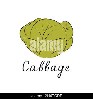 Cabbage icon in flat style. Isolated object. Cabbage logo. Organic vegetable food. Vector illustration Stock Vector
