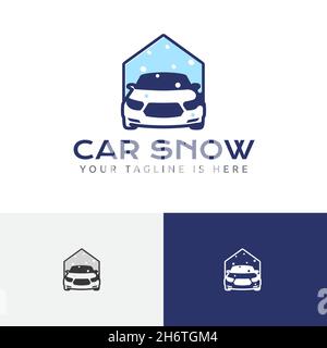 Clean Car Snow Wash Carwash House Auto Service Logo Stock Vector