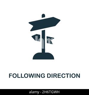 Following Direction icon. Monochrome sign from work ethic collection. Creative Following Direction icon illustration for web design, infographics and Stock Vector