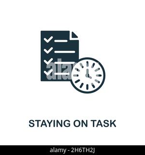 Staying On Task icon. Monochrome sign from work ethic collection. Creative Staying On Task icon illustration for web design, infographics and more Stock Vector